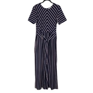 Ces Femme Women's Size Medium Full Length Striped Jumpsuit One-piece NEW NWT